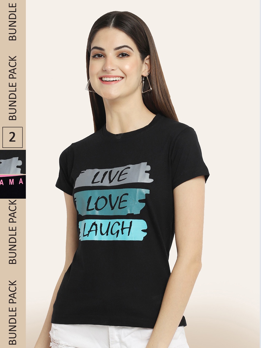 

BAESD Pack Of 2 Typography Printed Casual Cotton T-shirts, Black