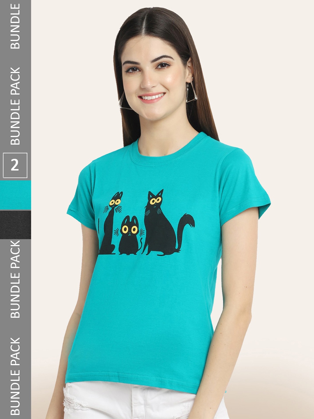 

BAESD Pack Of 2 Printed Casual Cotton T-shirts, Blue