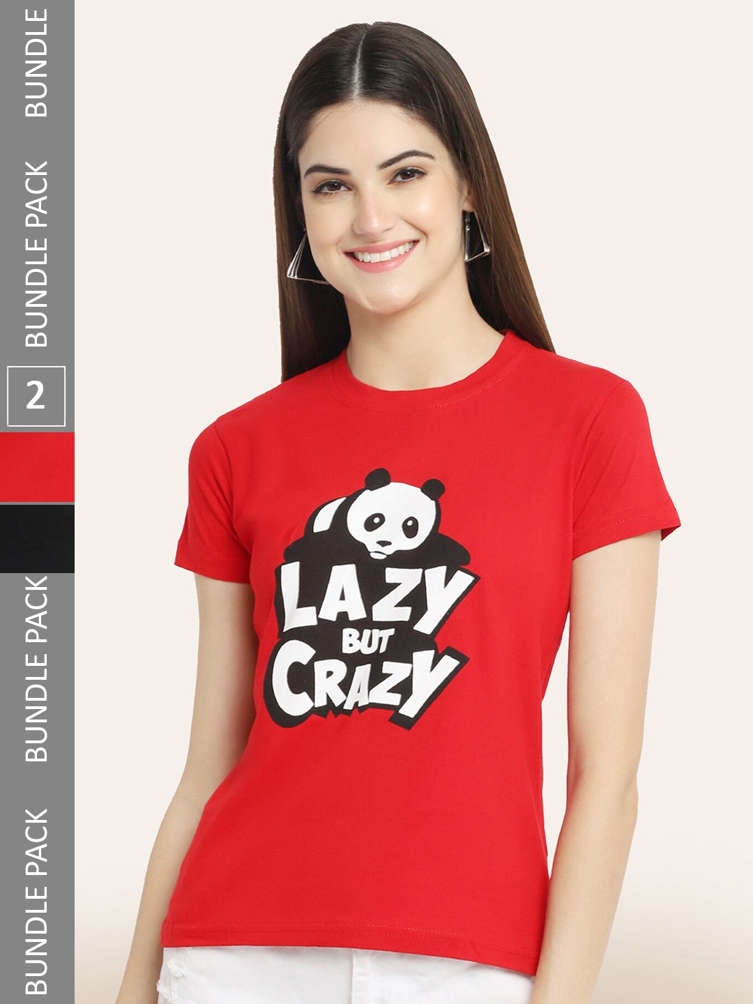 

BAESD Pack Of 2 Typography Printed Cotton T-shirt, Red