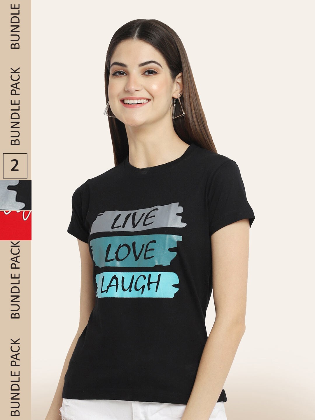 

BAESD Pack Of 2 Printed Cotton T-shirts, Black