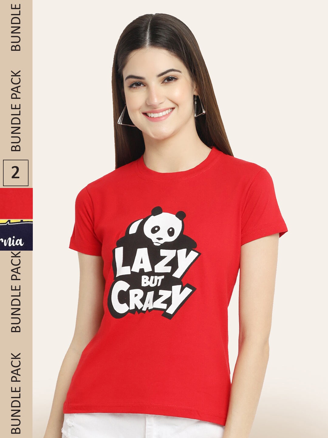 

BAESD Pack Of 2 Typography Printed Cotton T-shirts, Red