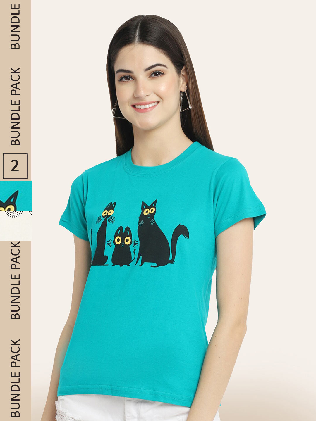 

BAESD Pack of 2 Printed Cotton T-shirts, Blue