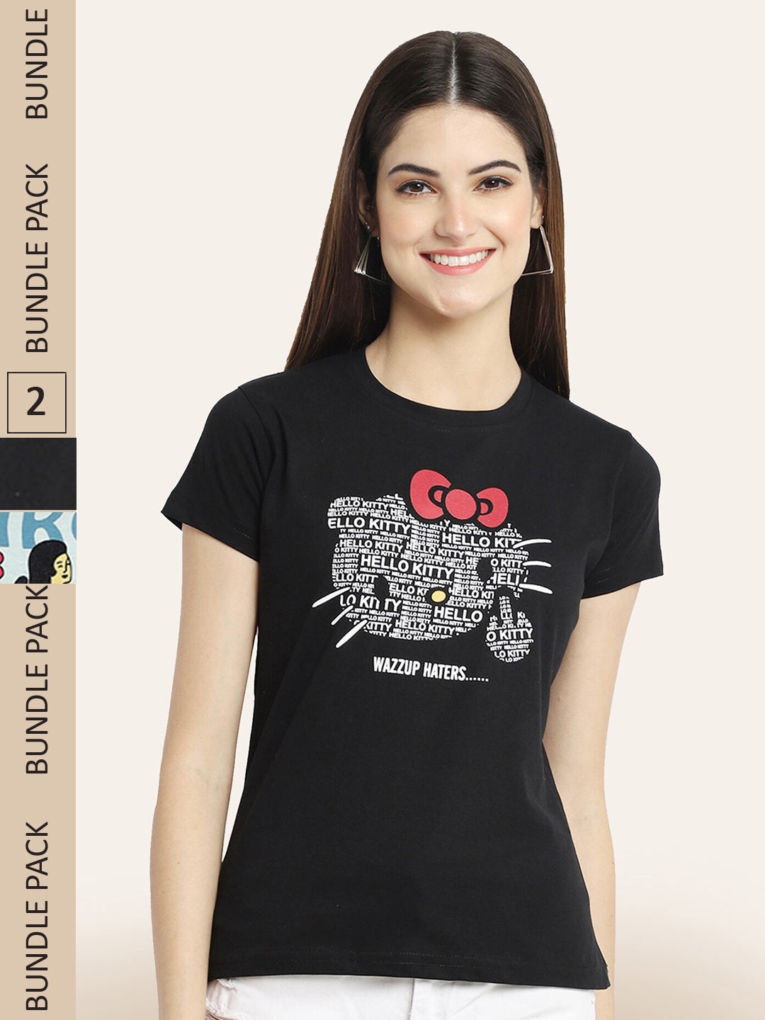 

BAESD Pack of 2 Printed Cotton T-shirts, Black