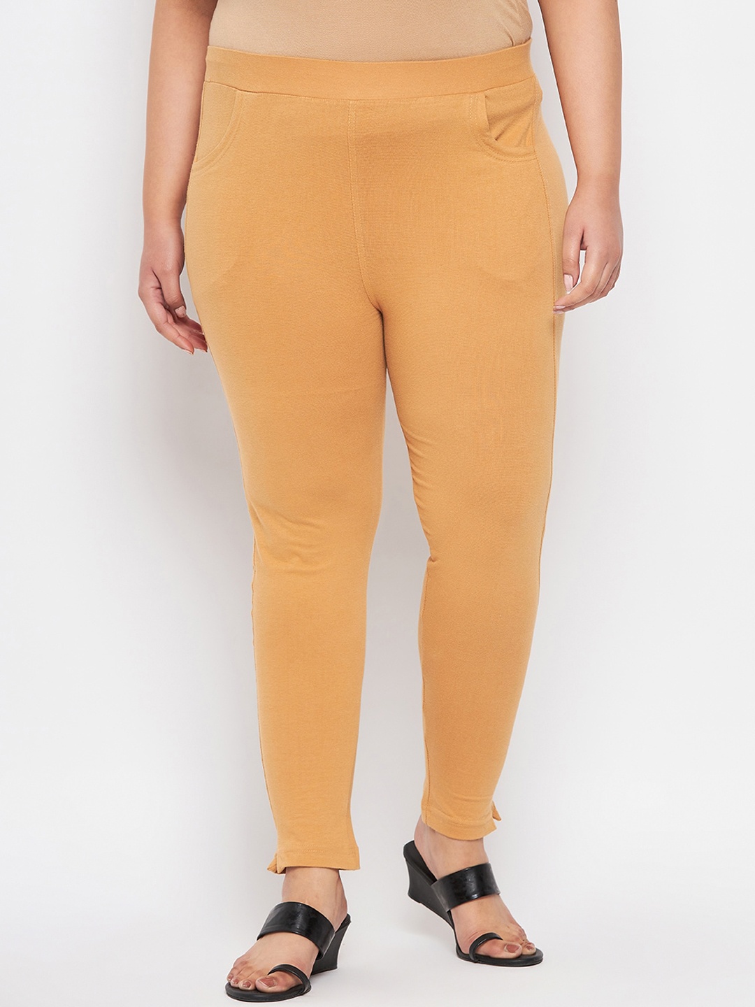 

CLORA CREATION PLUS Plus Size Women Ankle Length Cotton Leggings, Beige