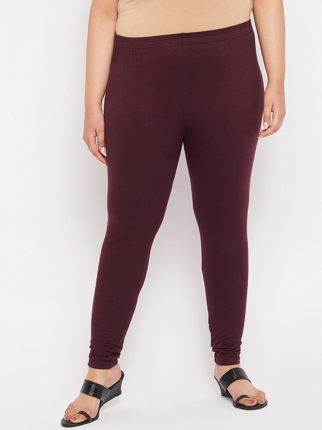 

CLORA CREATION PLUS Plus Size Women Churidar Length Cotton Leggings, Burgundy