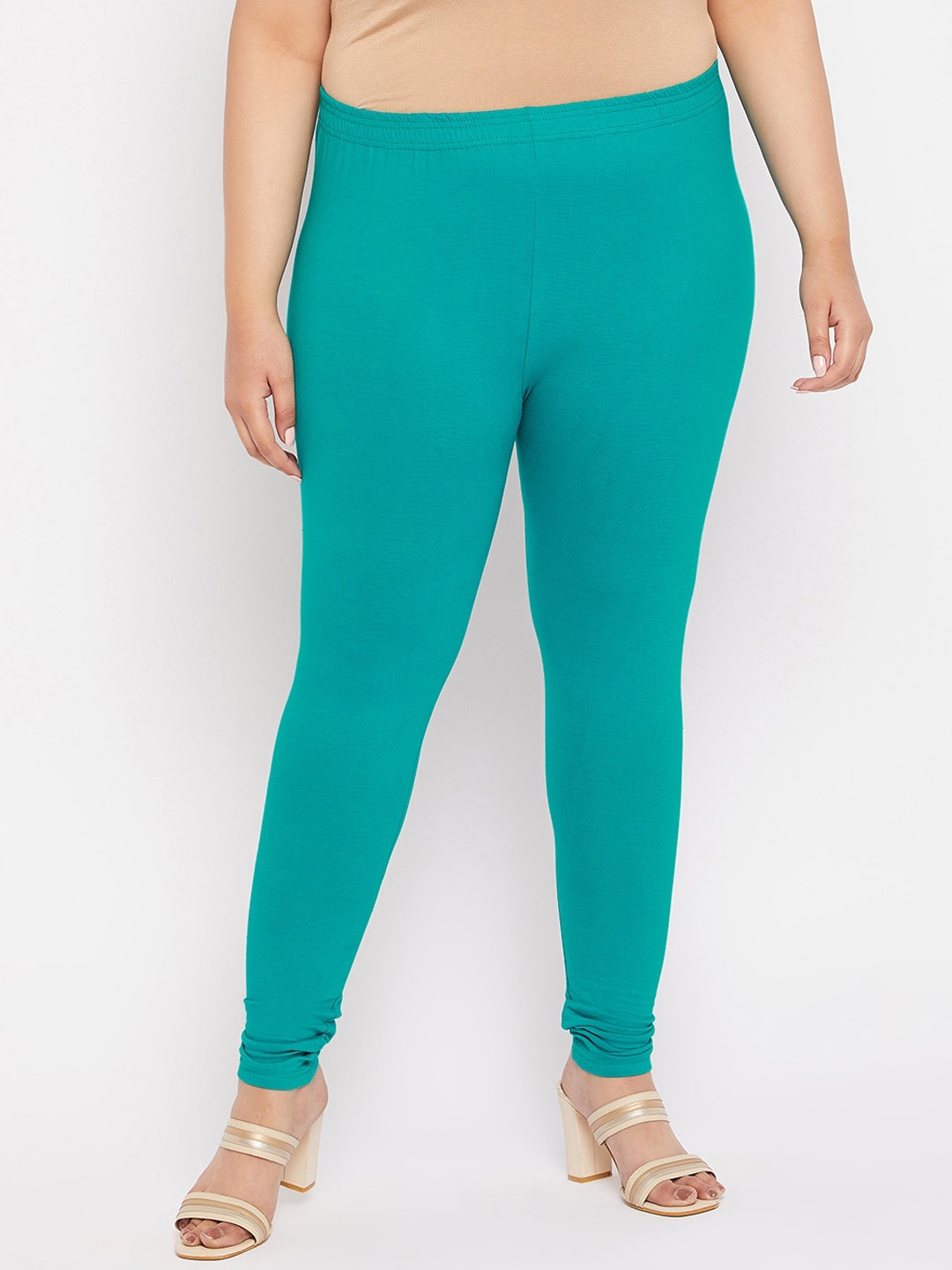 

CLORA CREATION PLUS Plus Size Women Churidar Length Cotton Leggings, Green
