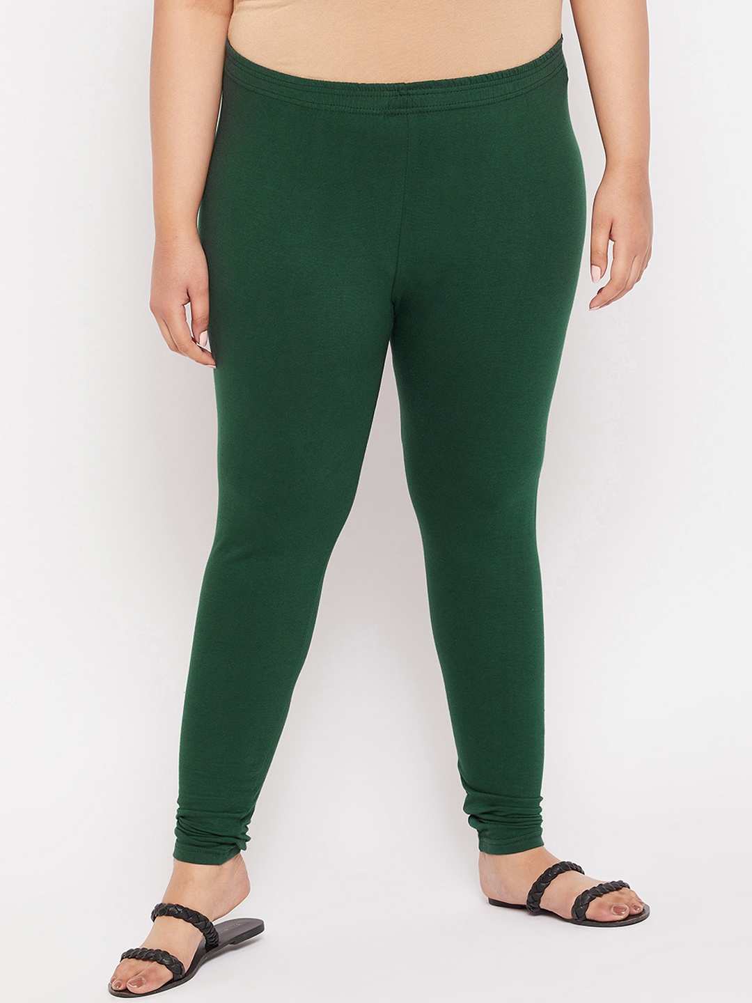 

CLORA CREATION PLUS Plus Size Women Churidar Length Cotton Leggings, Green