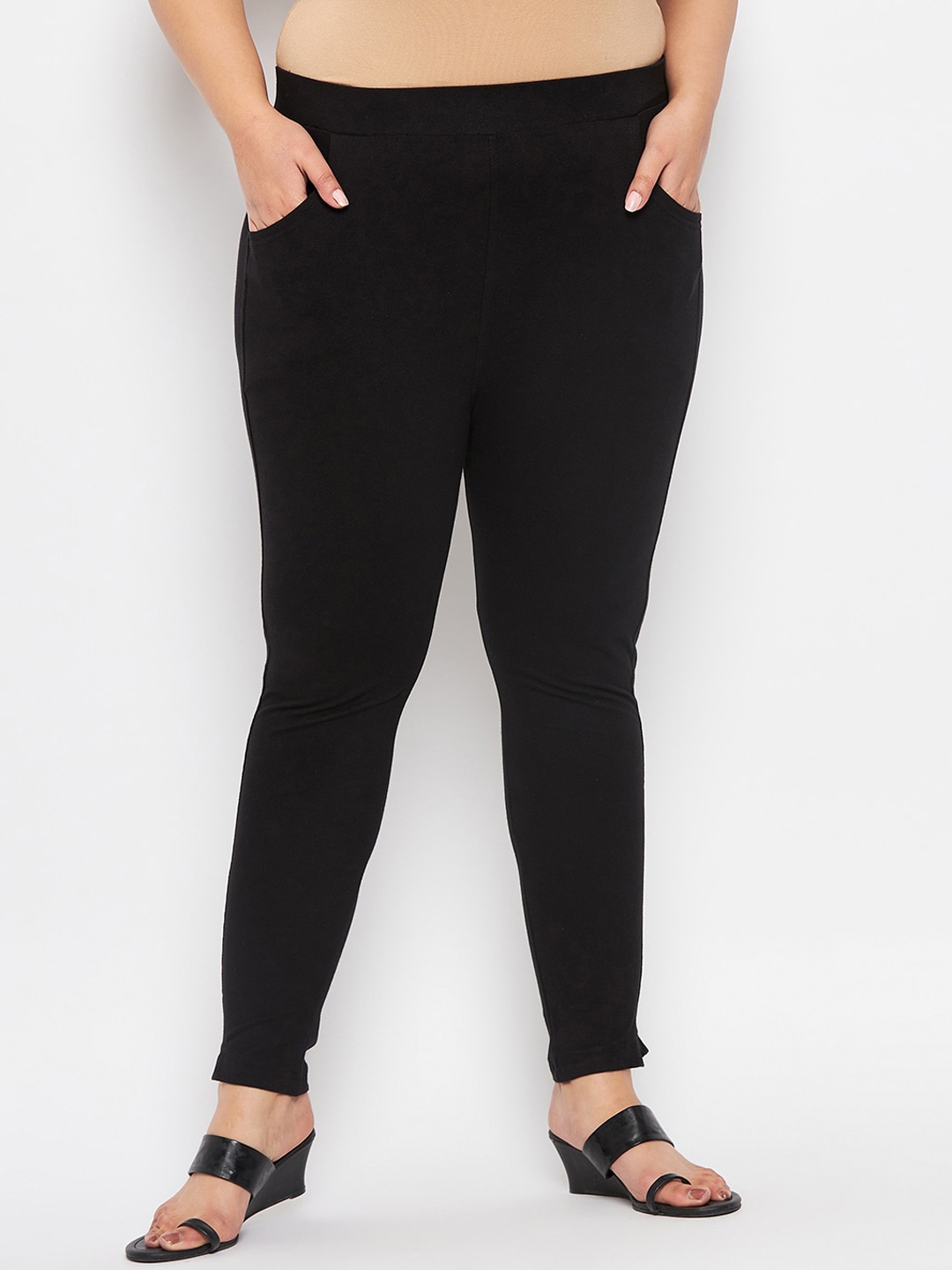 

CLORA CREATION PLUS Plus Size Women Cotton Ankle-Length Leggings, Black