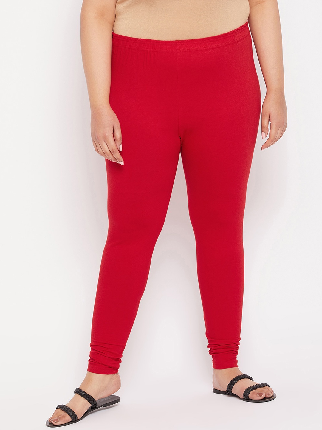 

CLORA CREATION PLUS Women Cotton Churidar-Length Leggings, Red