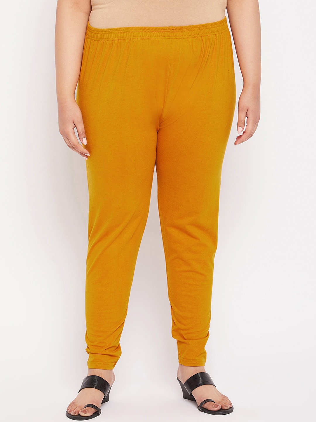 

CLORA CREATION PLUS Women Cotton Churidar-Length Leggings, Mustard