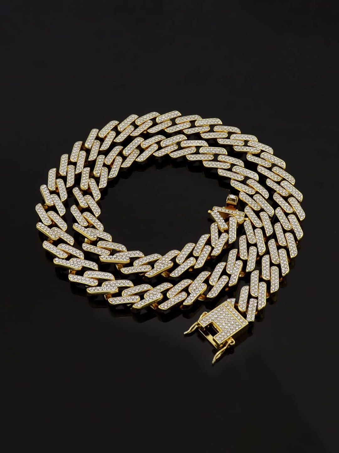 

MEENAZ Men Gold-Plated CZ Studded Necklace Chain