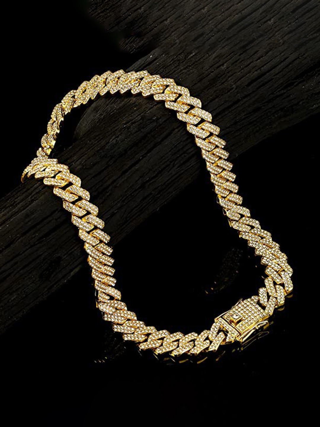 

MEENAZ Men Gold-Plated CZ Studded Necklace Chain