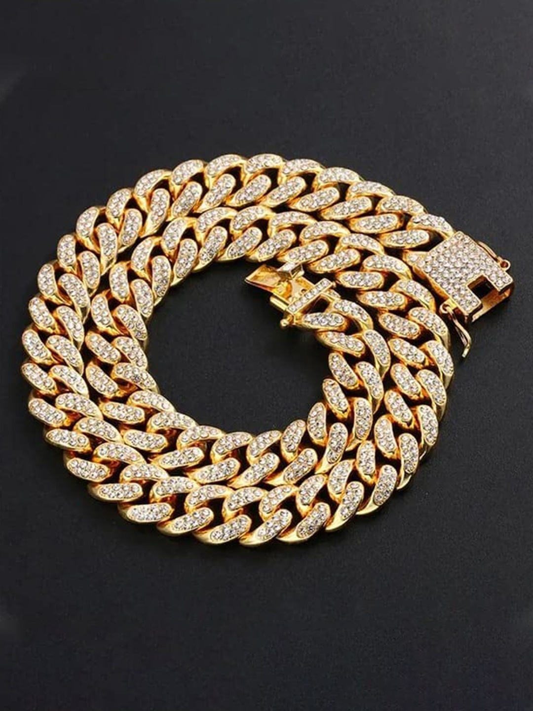 

MEENAZ Men Gold-Plated CZ Studded Necklace Chain