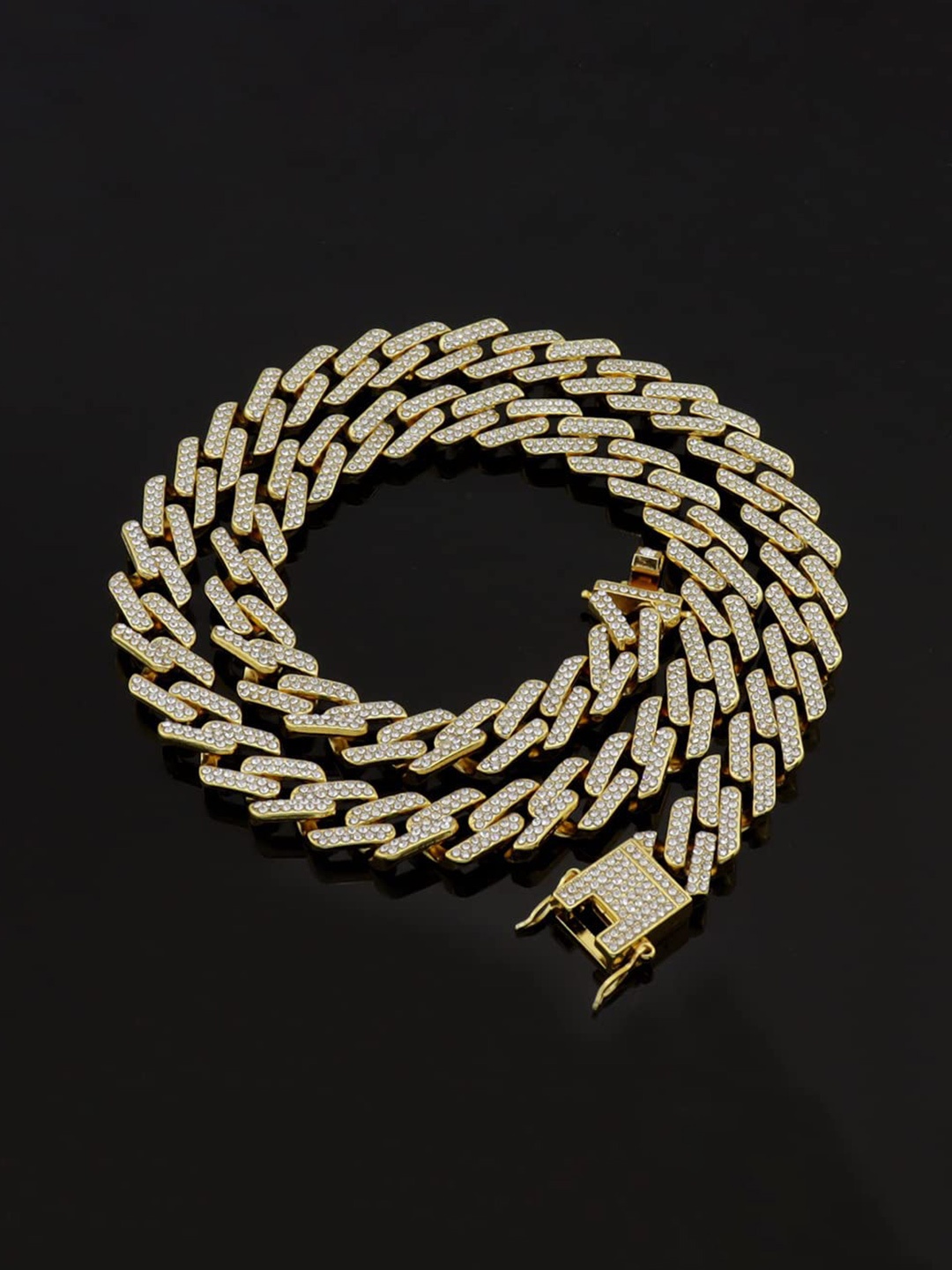 

MEENAZ Men Gold-Plated CZ Studded Necklace Chain