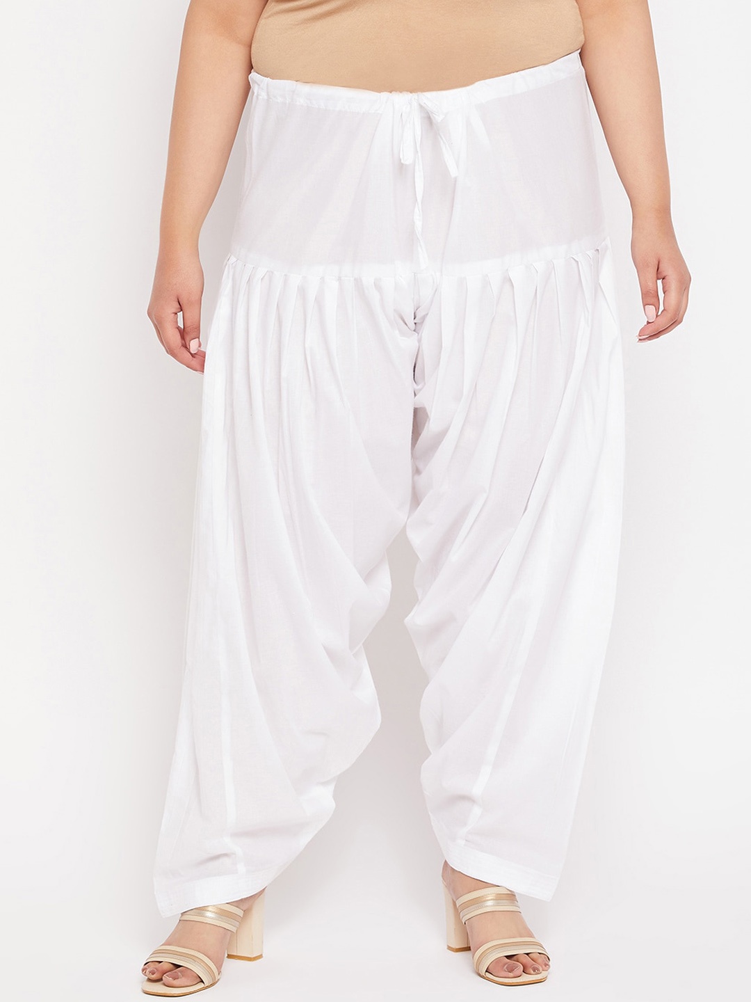 

CLORA CREATION PLUS Size Cotton Patiala Salwar, White