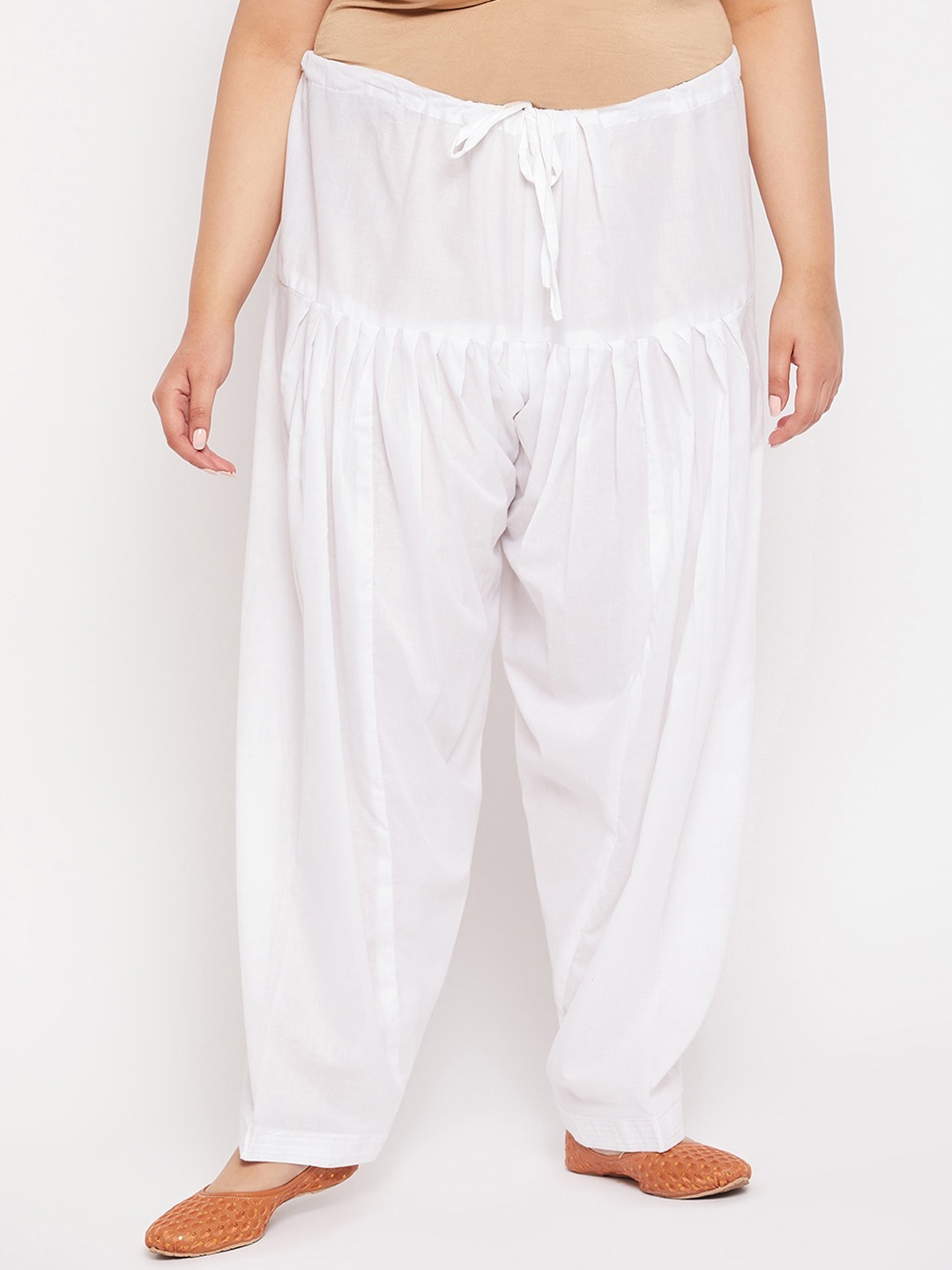 

CLORA CREATION PLUS Size Cotton Patiala Salwar, White