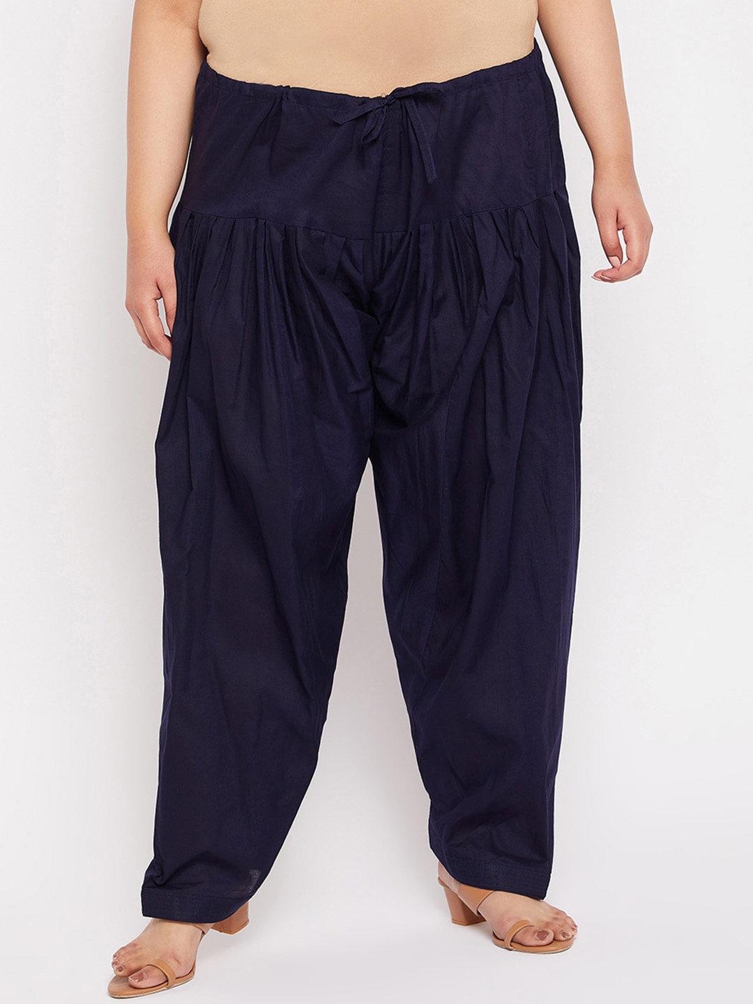 

CLORA CREATION PLUS Plus Size Women Mid-Rise Loose Fit Cotton Salwar, Navy blue