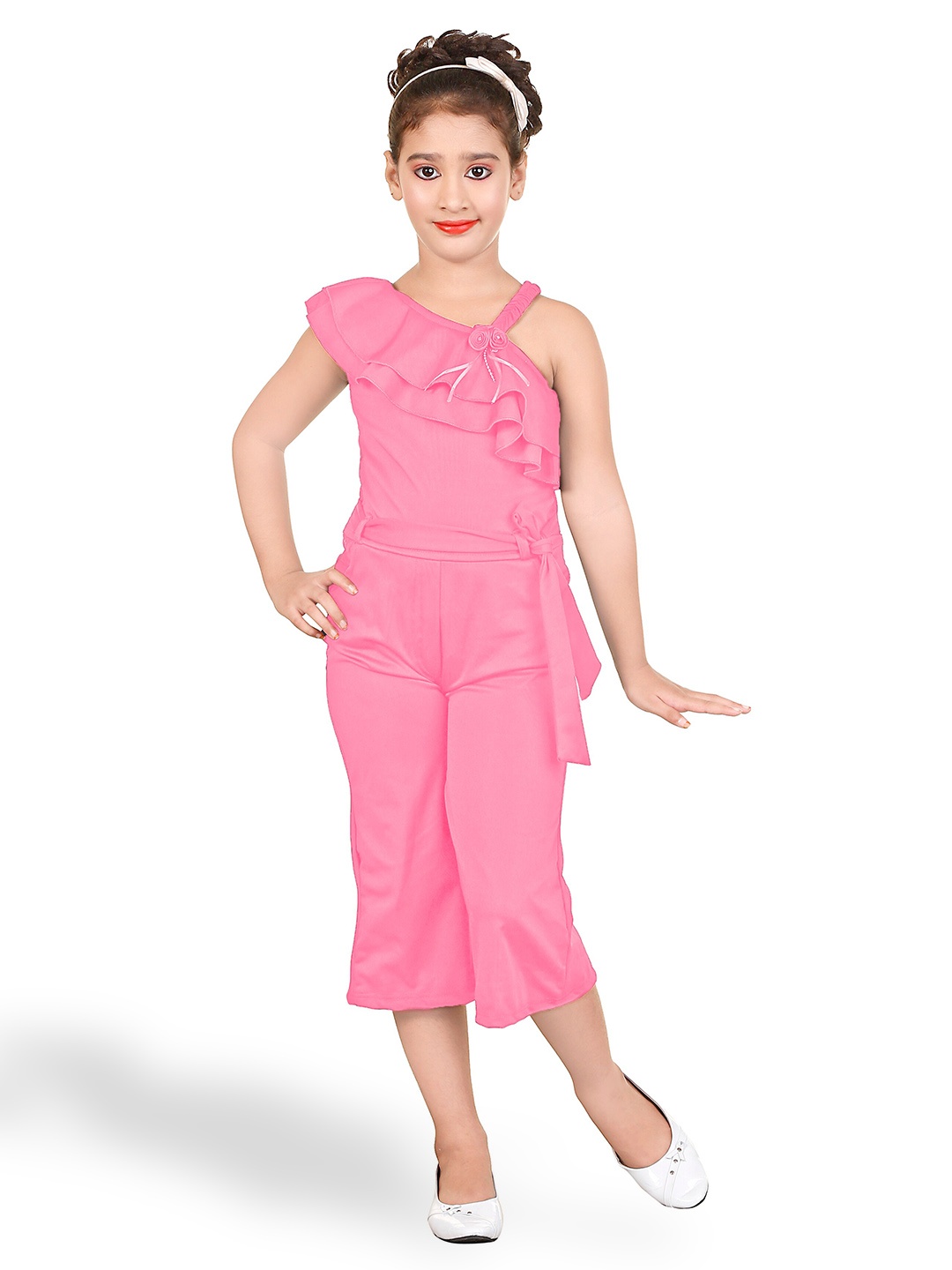 

BURBN Girls One Shoulder Culotte Jumpsuit, Pink