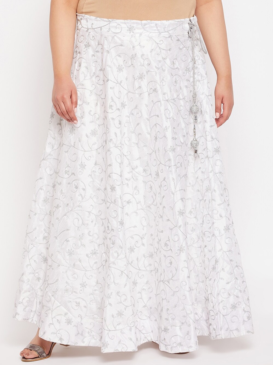 

CLORA CREATION PLUS Embellished Flared Skirt, White