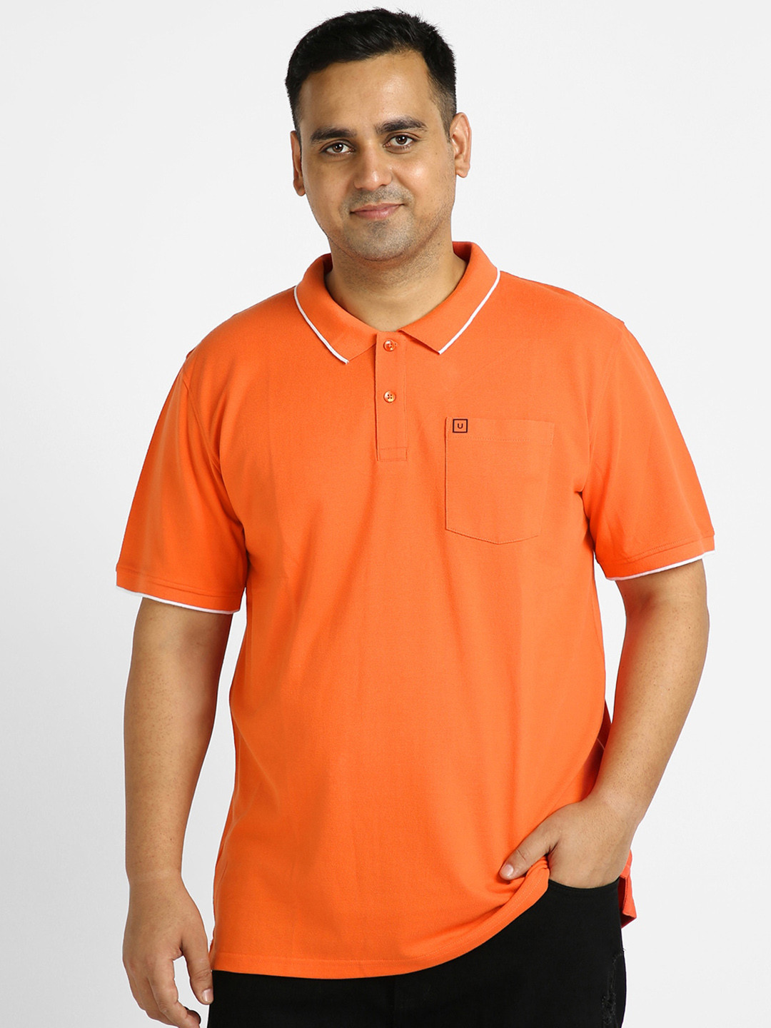 

Urbano Plus Plus Size Polo Collar T-Shirt, Orange