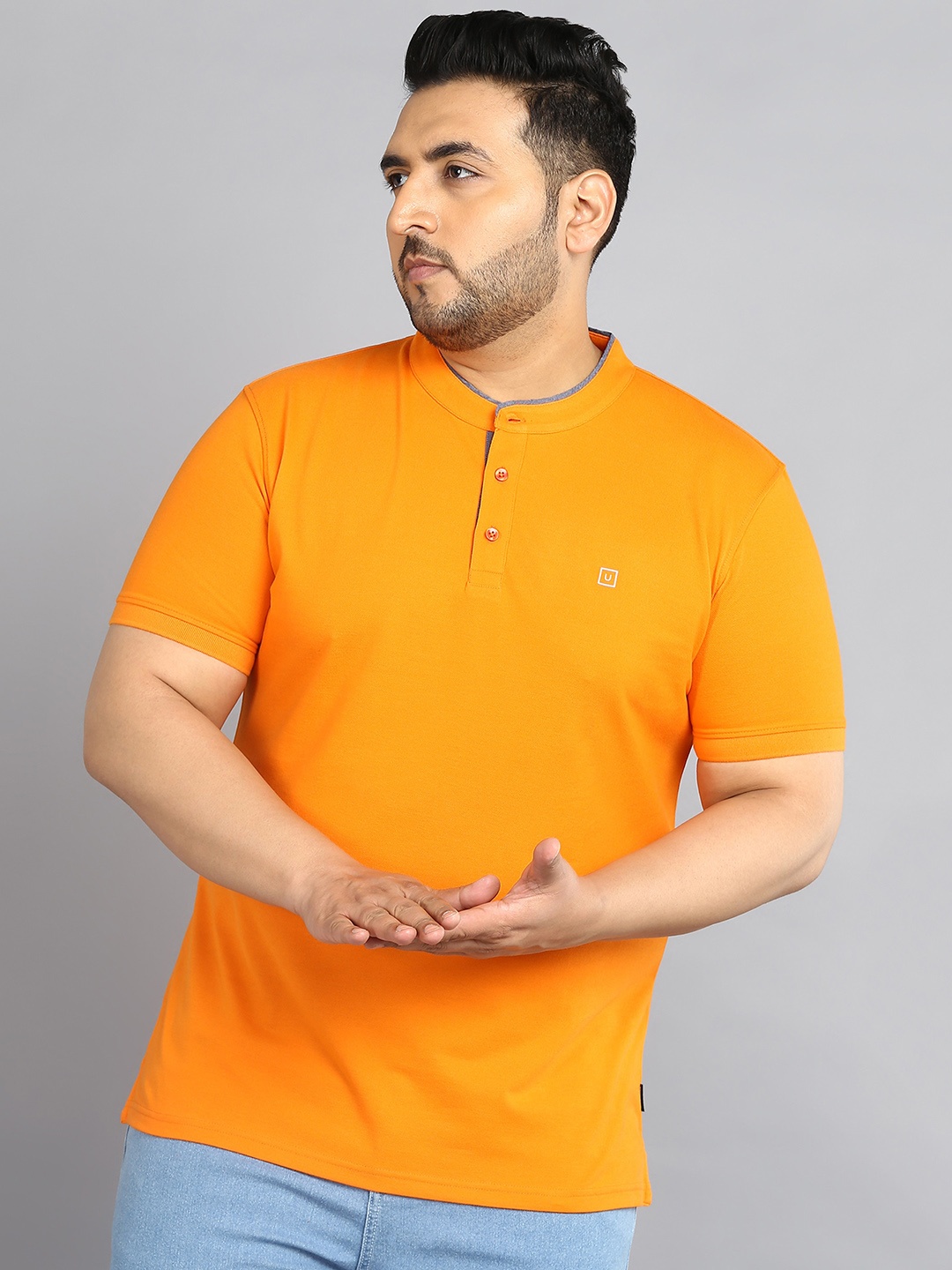 

Urbano Plus Plus Size Henley Neck T-Shirt, Orange