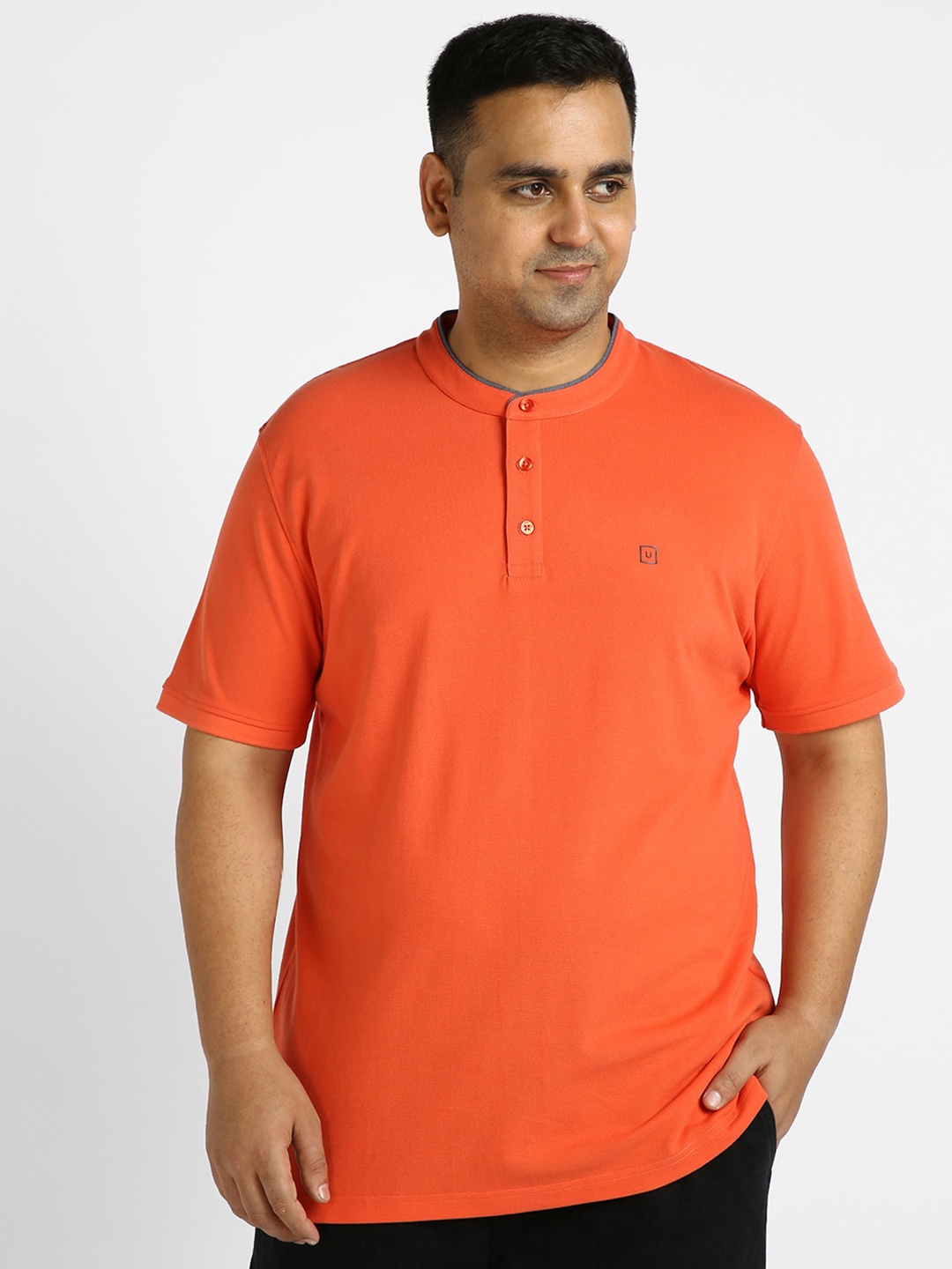 

Urbano Plus Plus Size Henley Neck T-Shirt, Orange