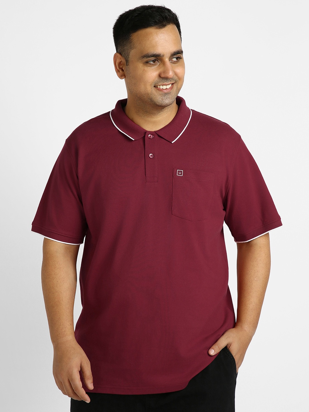 

Urbano Plus Plus Size Polo Collar T-Shirt, Maroon