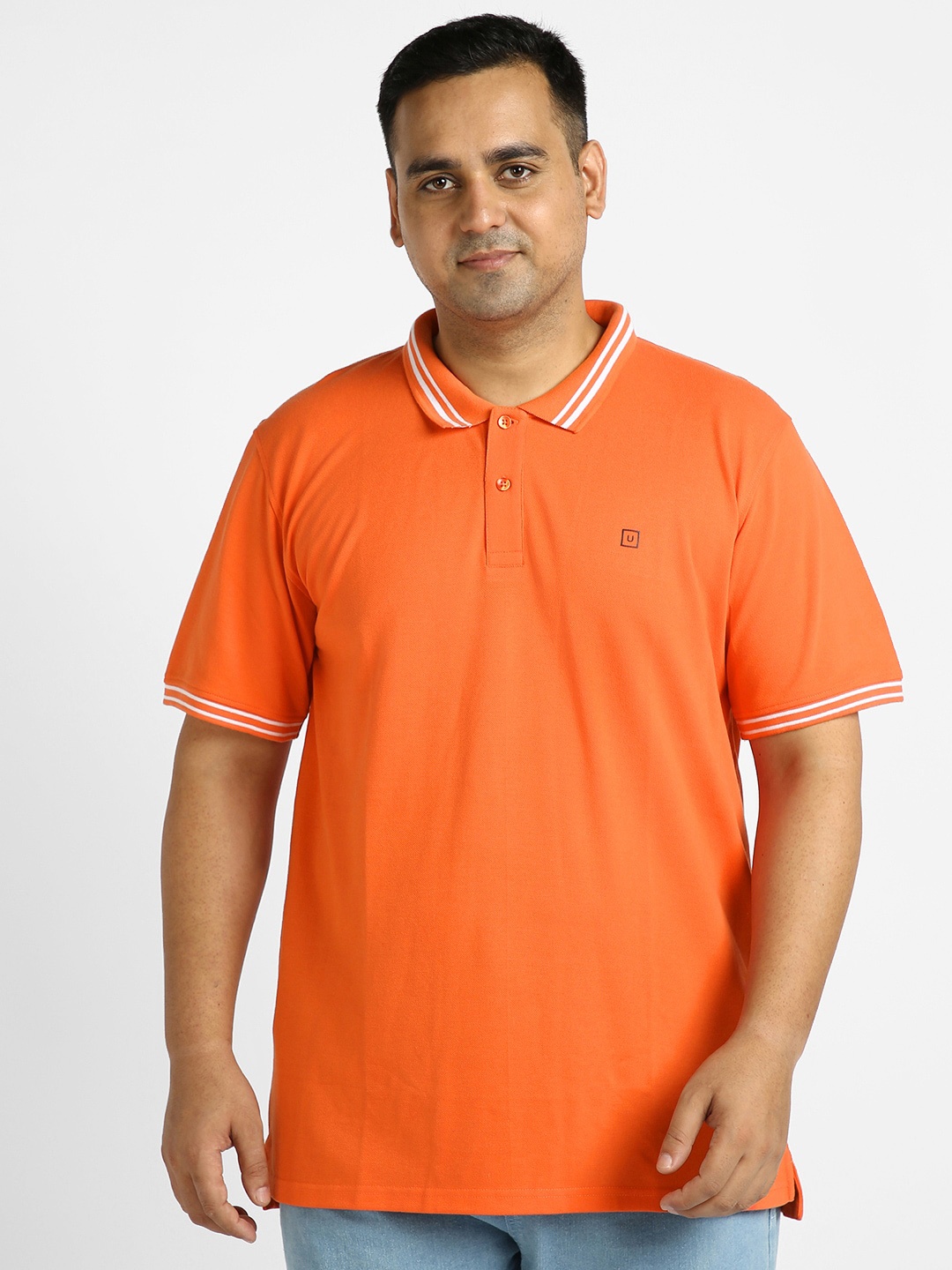 

Urbano Plus Plus Size Polo Collar T-Shirt, Orange