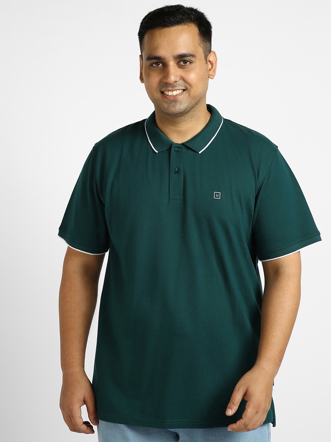 

Urbano Plus Plus Size Polo Collar T-Shirt, Green
