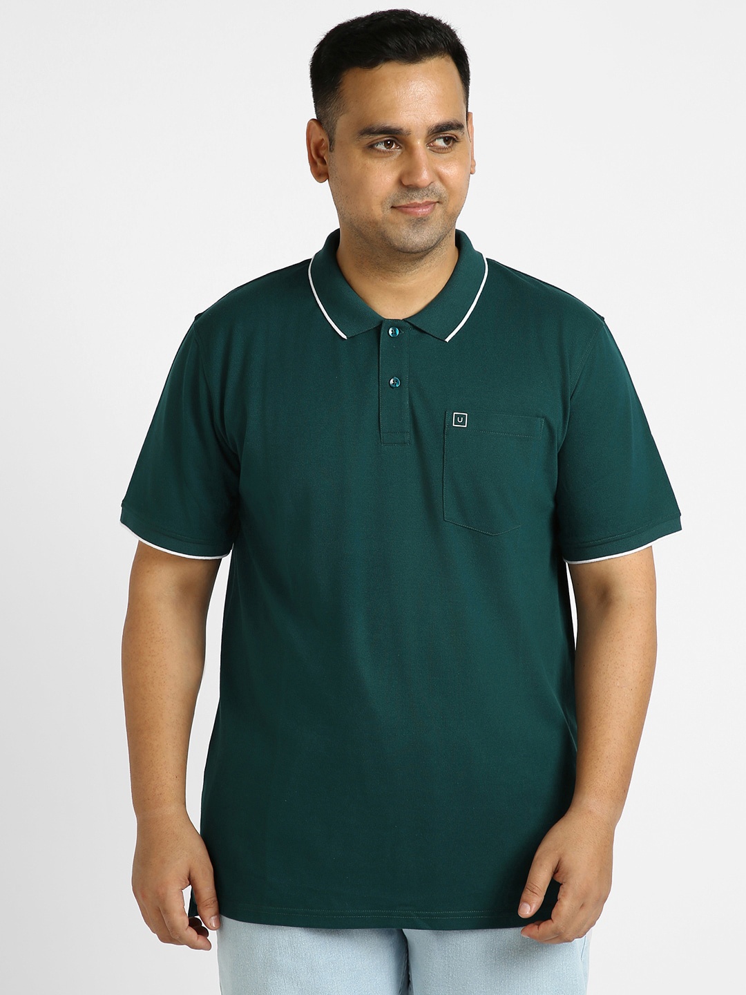 

Urbano Plus Plus Size Polo Collar T-Shirt, Green
