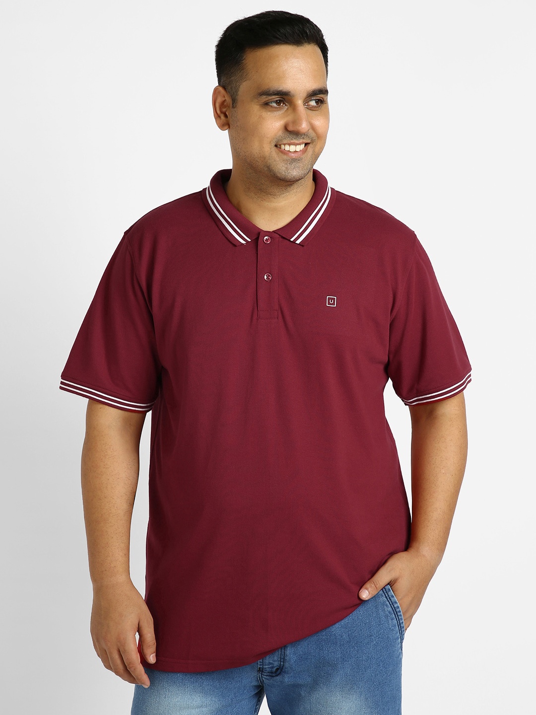 

Urbano Plus Plus Size Polo Collar T-Shirt, Maroon