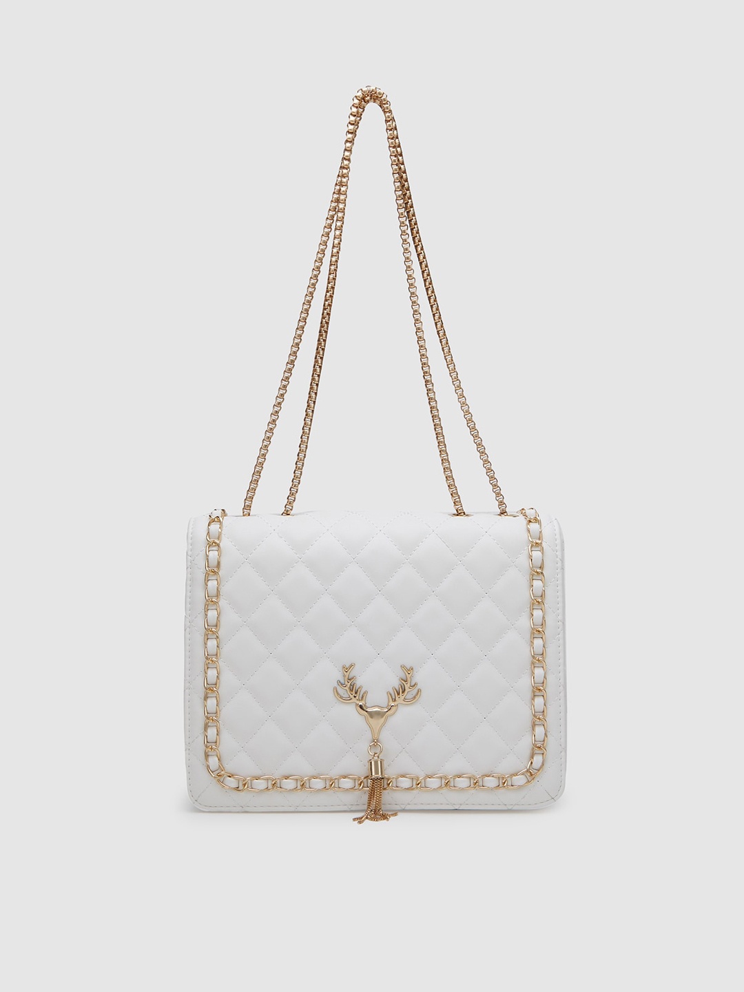 

Globus White Structured Quilted Sling Bag