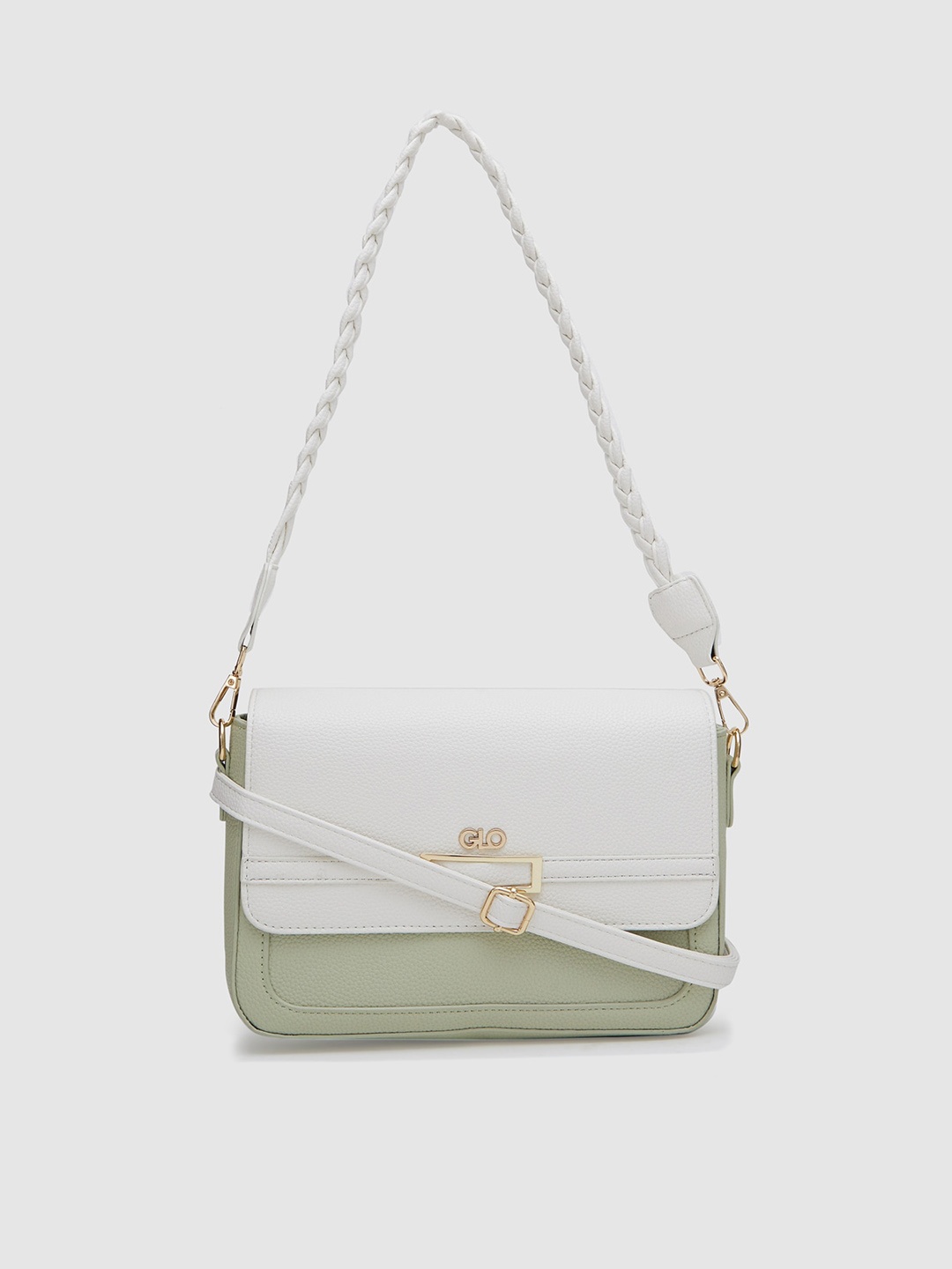 

Globus Green & White Colourblocked Structured Shoulder Bag