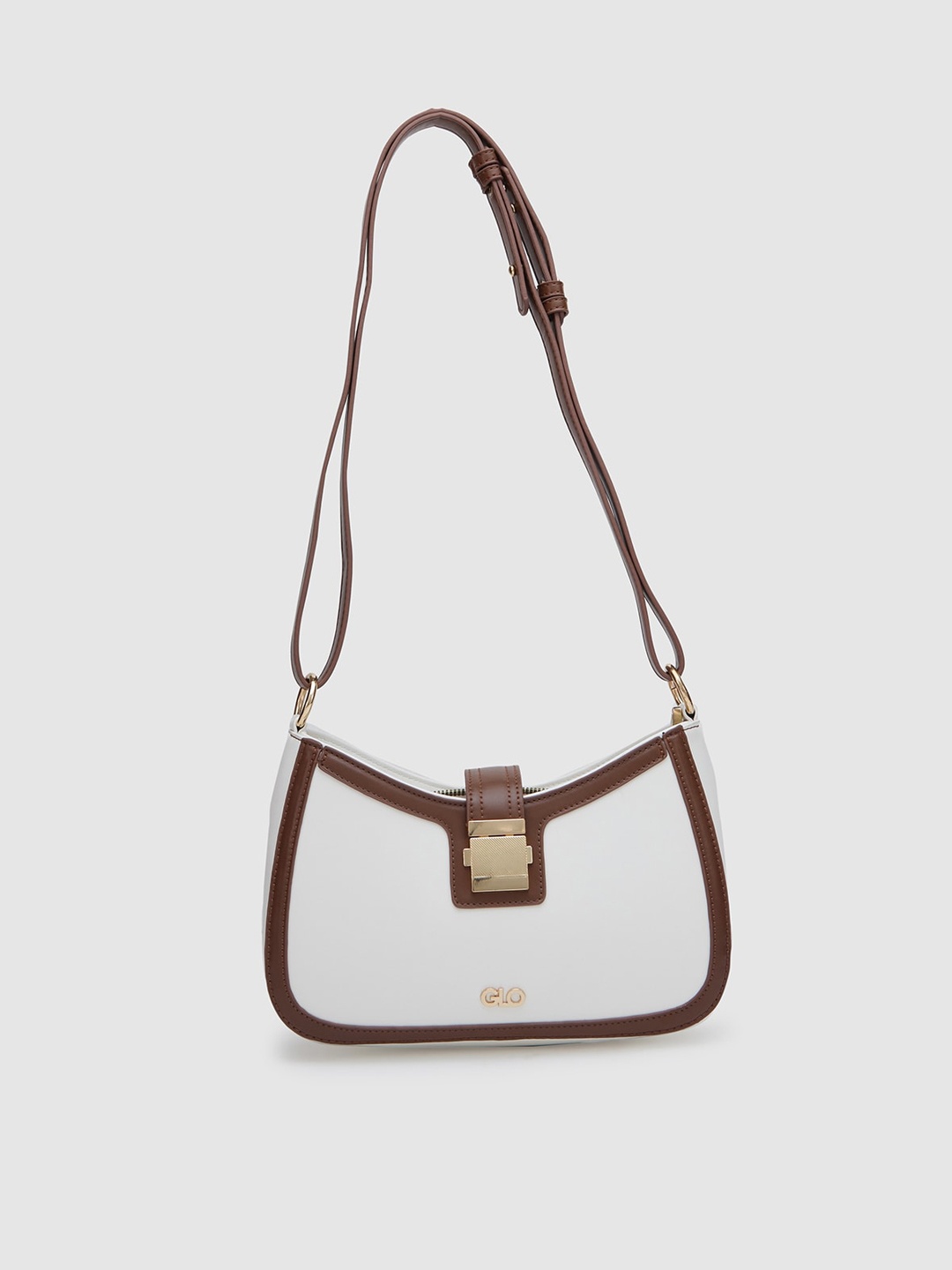 

Globus White & Brown Structured Shoulder Bag