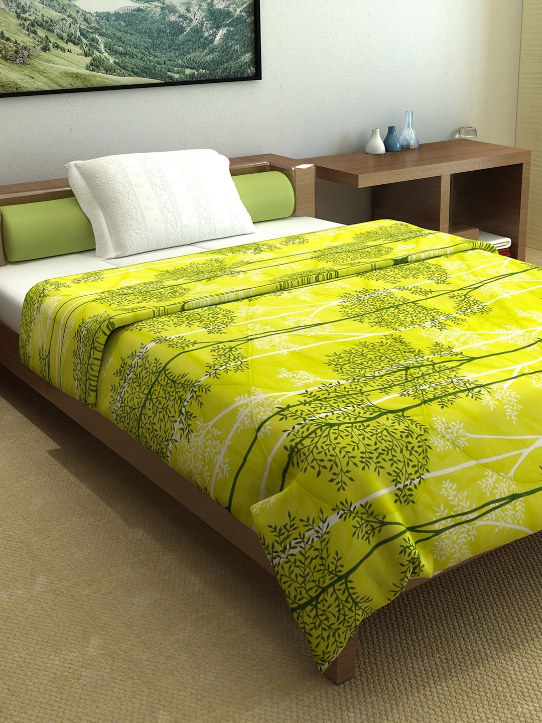 

Divine Casa Harmony Green Floral AC Room 150 GSM Single Bed Comforter