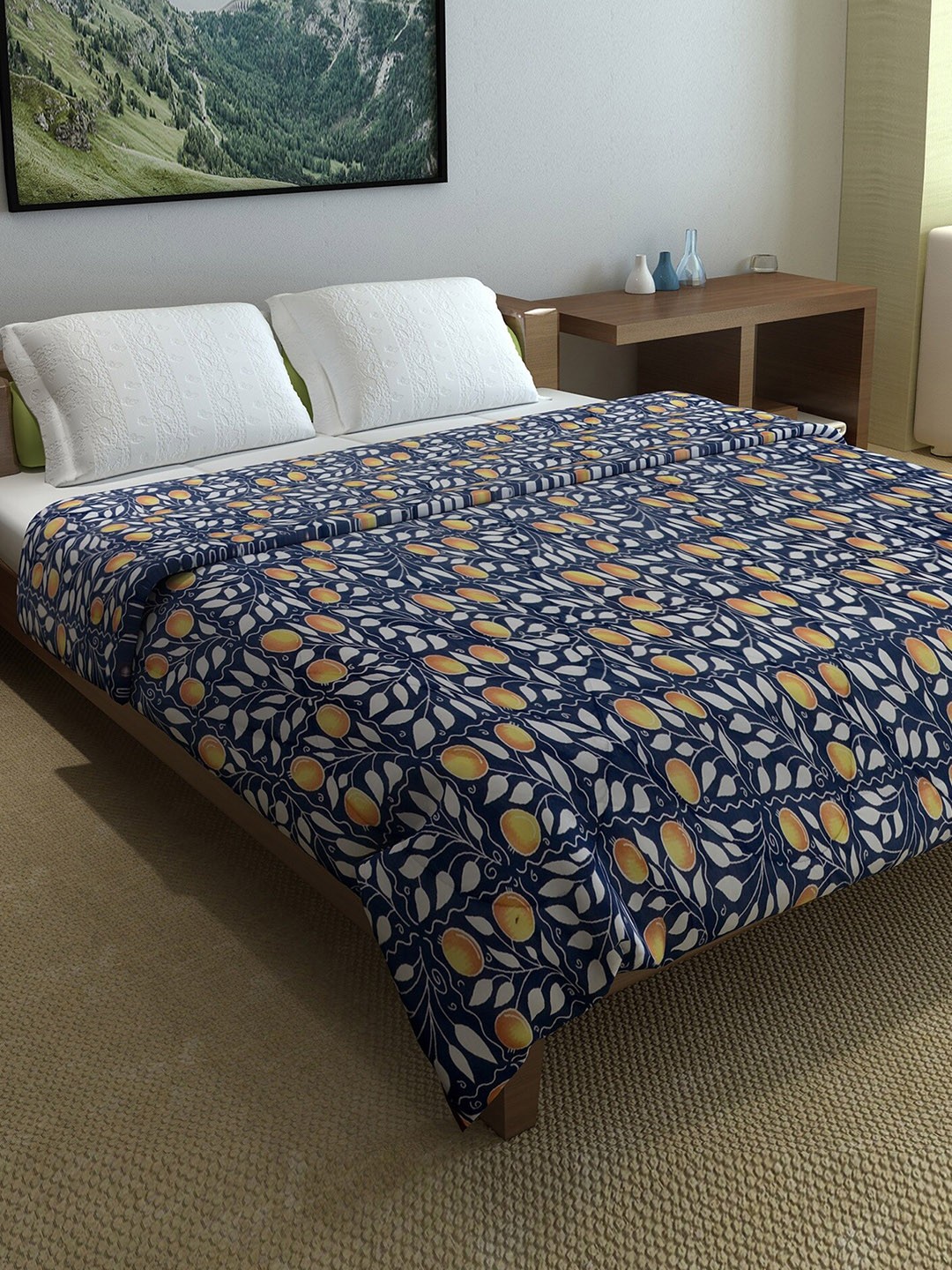 

Divine Casa Harmony Navy Blue Floral 150 GSM Double Queen Comforter