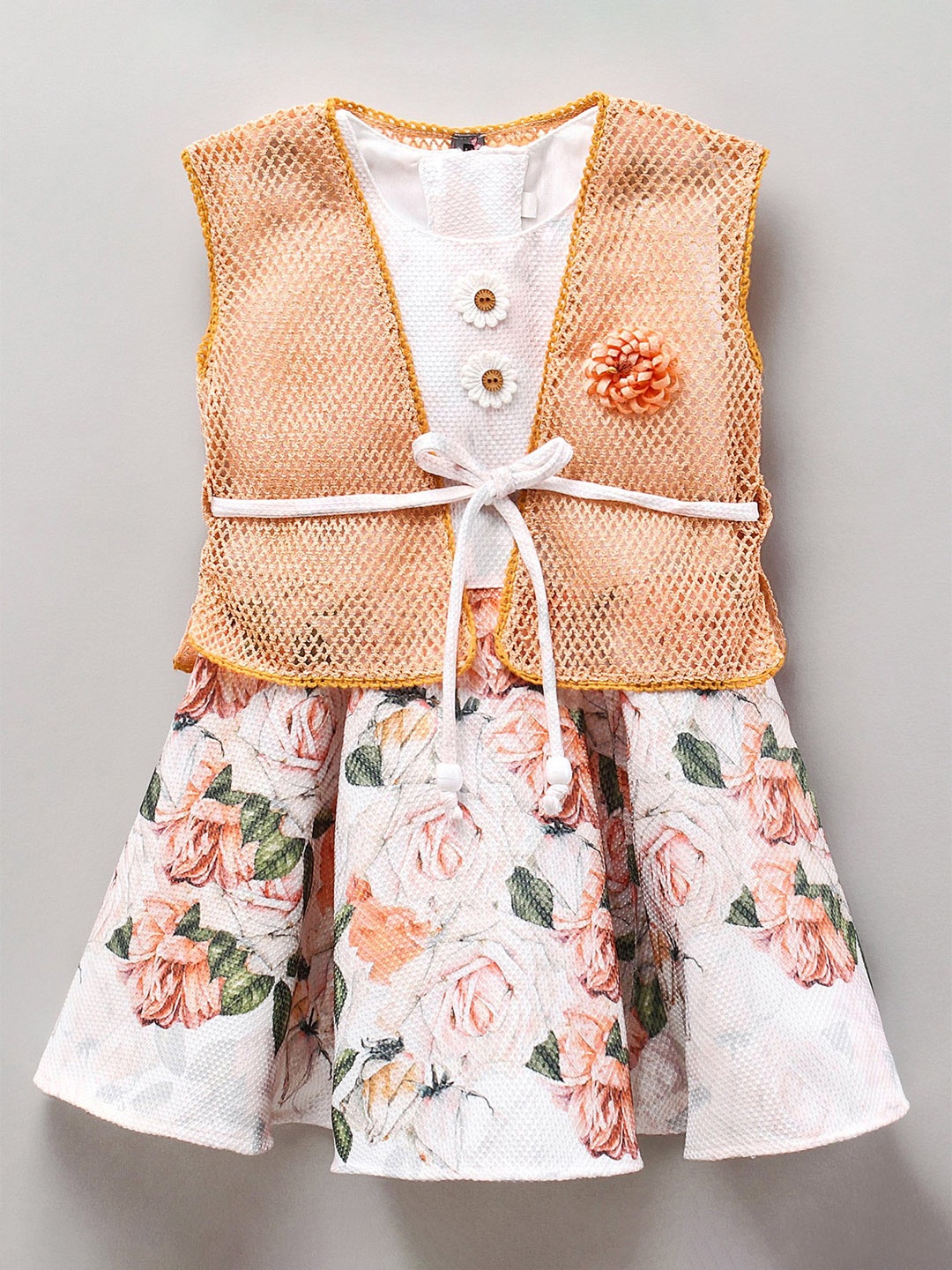 

Enfance Girls Floral Print A-Line Dress With Jacket, Cream