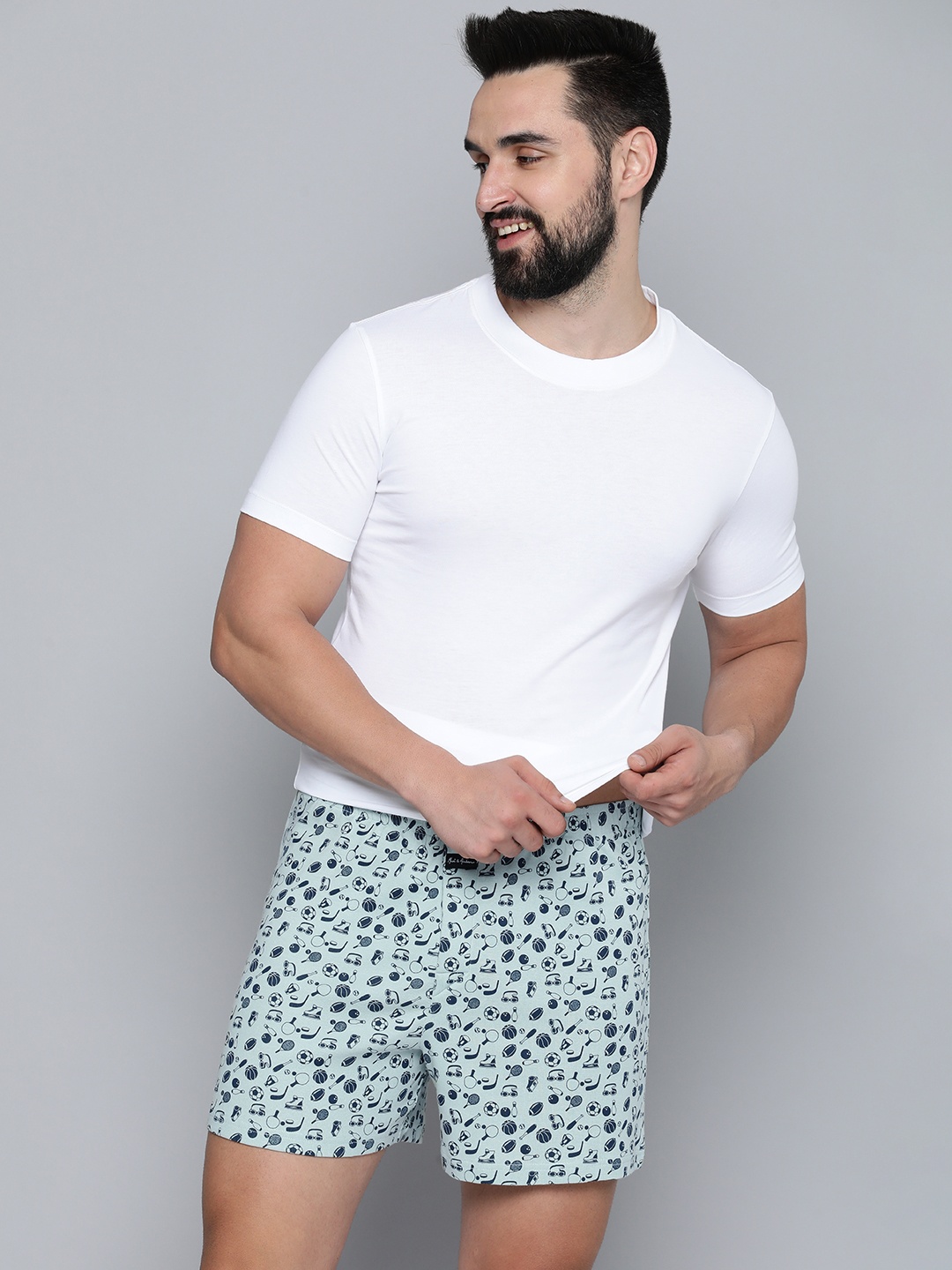 

Mast & Harbour Men Conversational Printed Cotton Boxers, Sea green