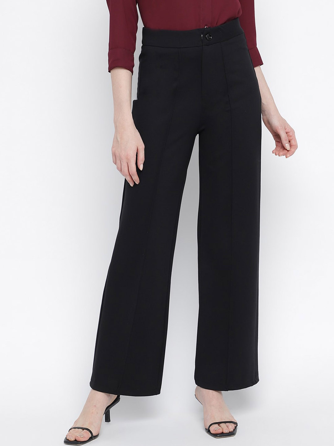 

DUDITI Women Relaxed High-Rise Parallel Trousers, Black
