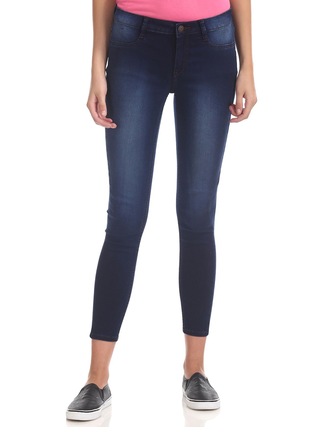 

Flying Machine Women Slim Fit Washed Cotton Denim Jeggings, Blue