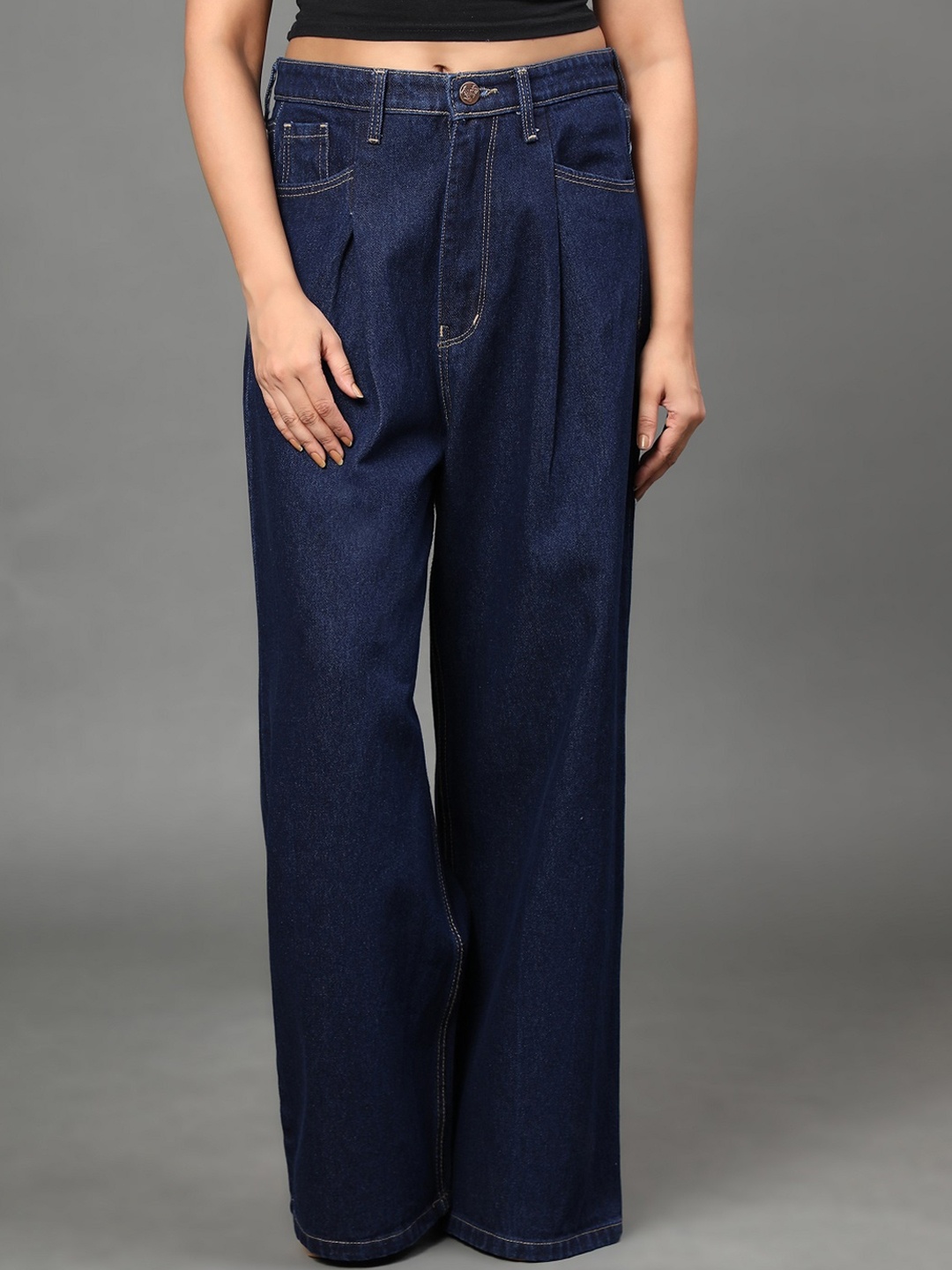 

BAESD Women Jean Relaxed Fit Mid-Rise Jeans, Navy blue