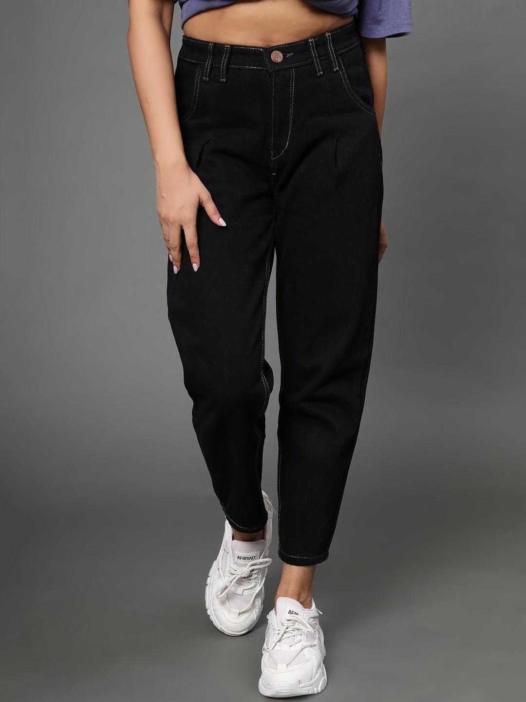 

BAESD Women Jean Straight Fit High-Rise Cotton Jeans, Black