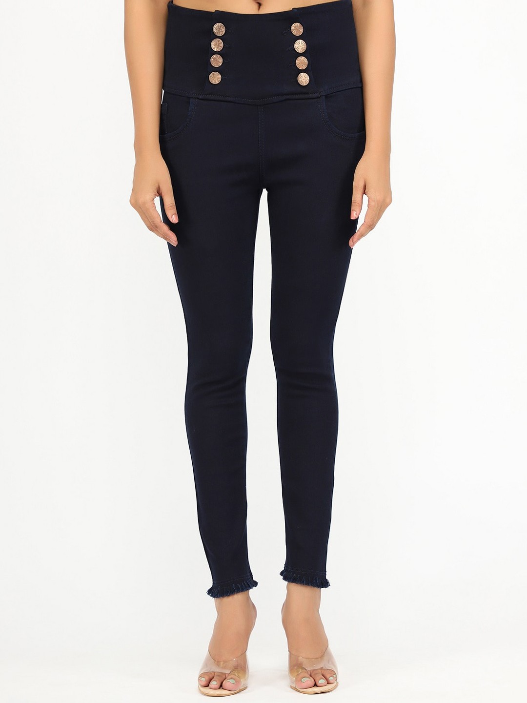 

BAESD Women Jean High-Rise Cotton Stretchable Jeans, Navy blue