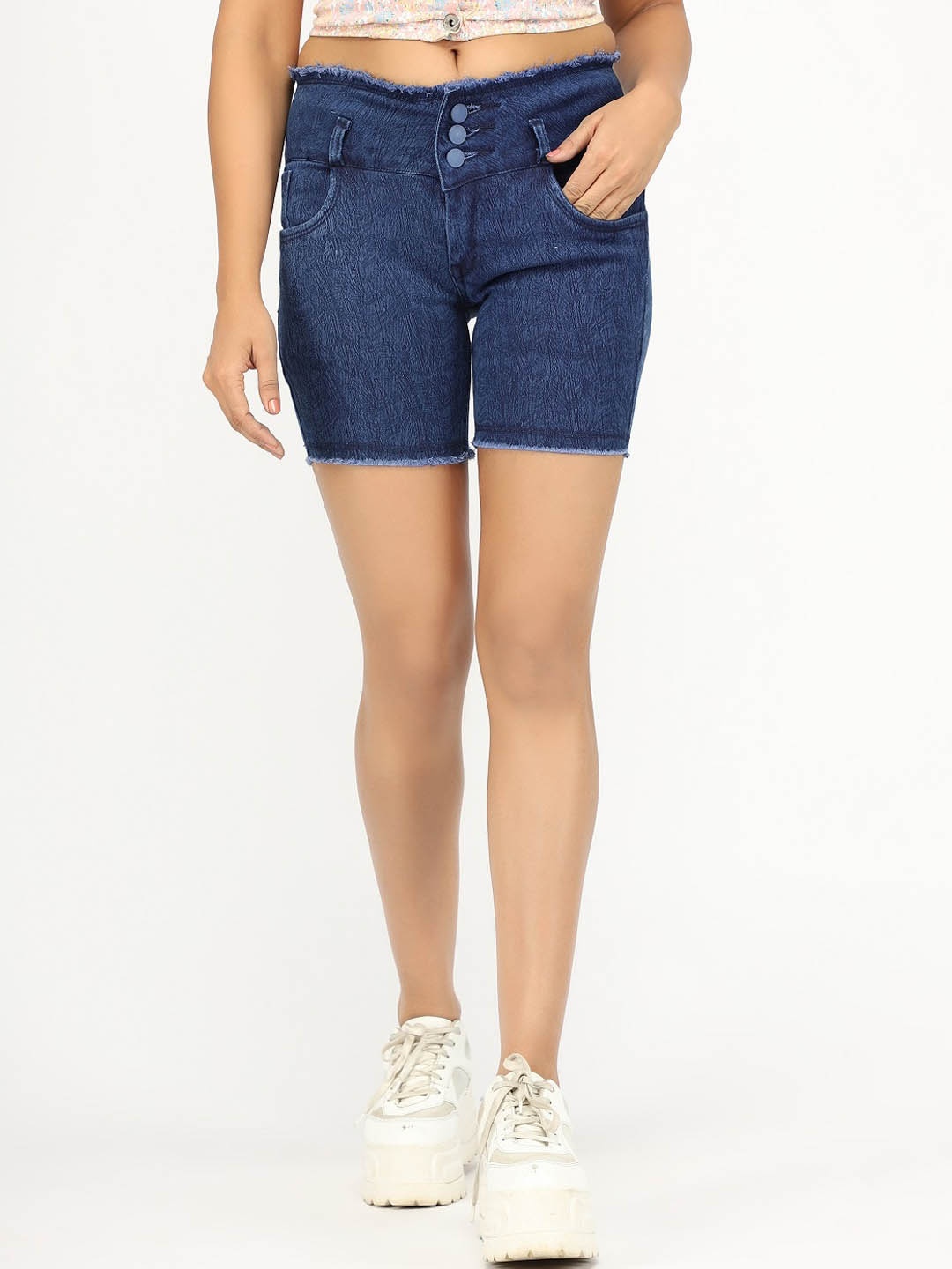 

BAESD Women High-Rise Denim Denim Shorts, Blue