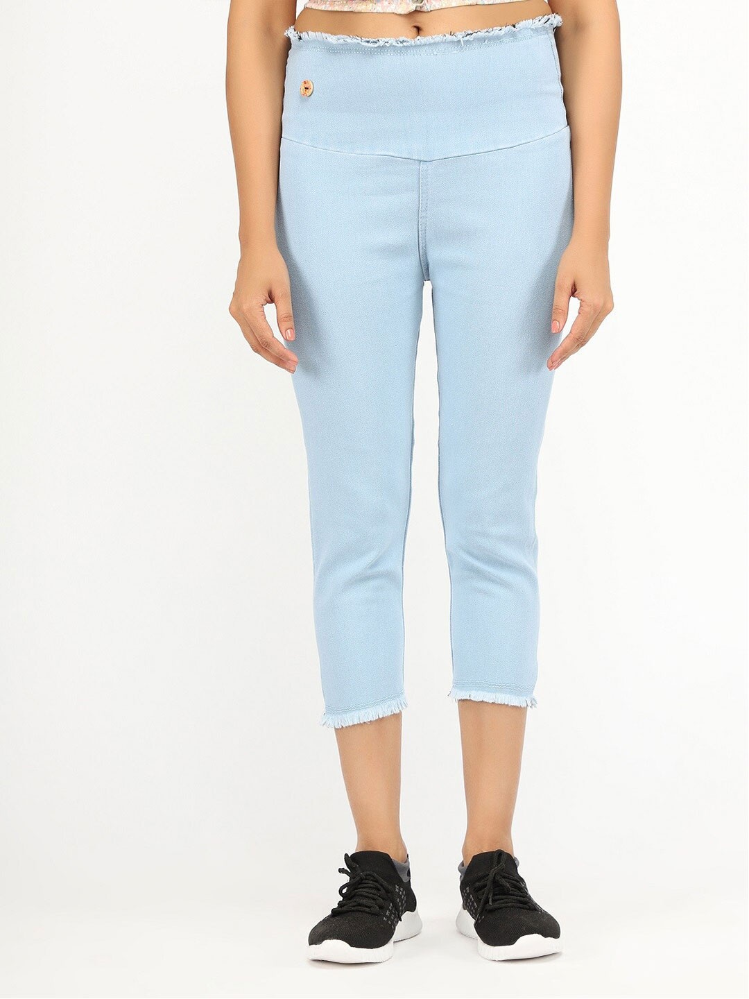

BAESD Women High-Rise Cotton Capris, Blue