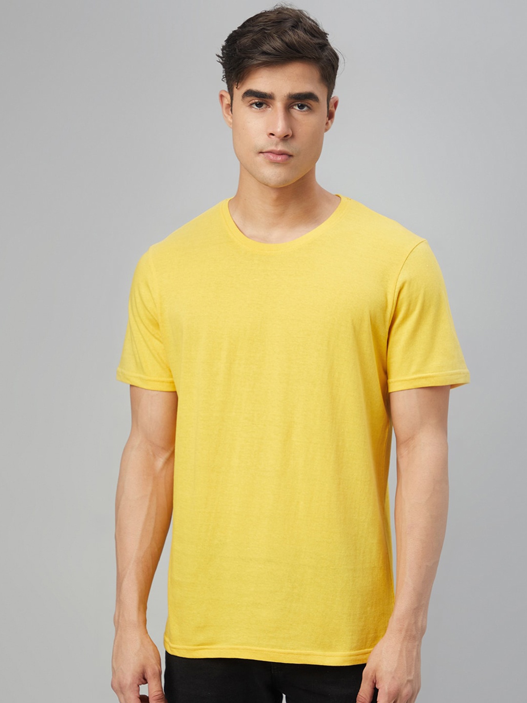 

FTX Round Neck Pure Cotton T-shirt, Yellow