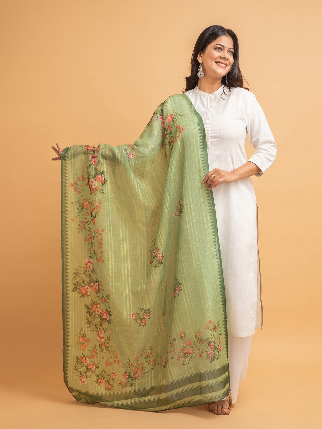 

SUTI Floral Printed Dupatta, Green