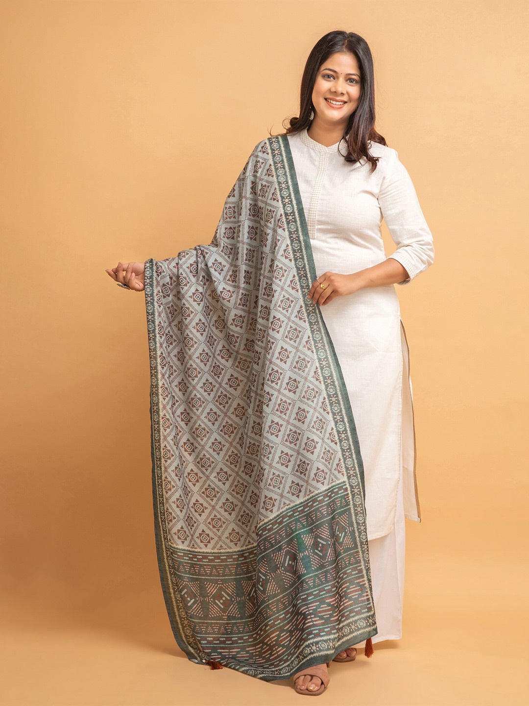 

SUTI Ethnic Motifs Printed Dupatta, Off white