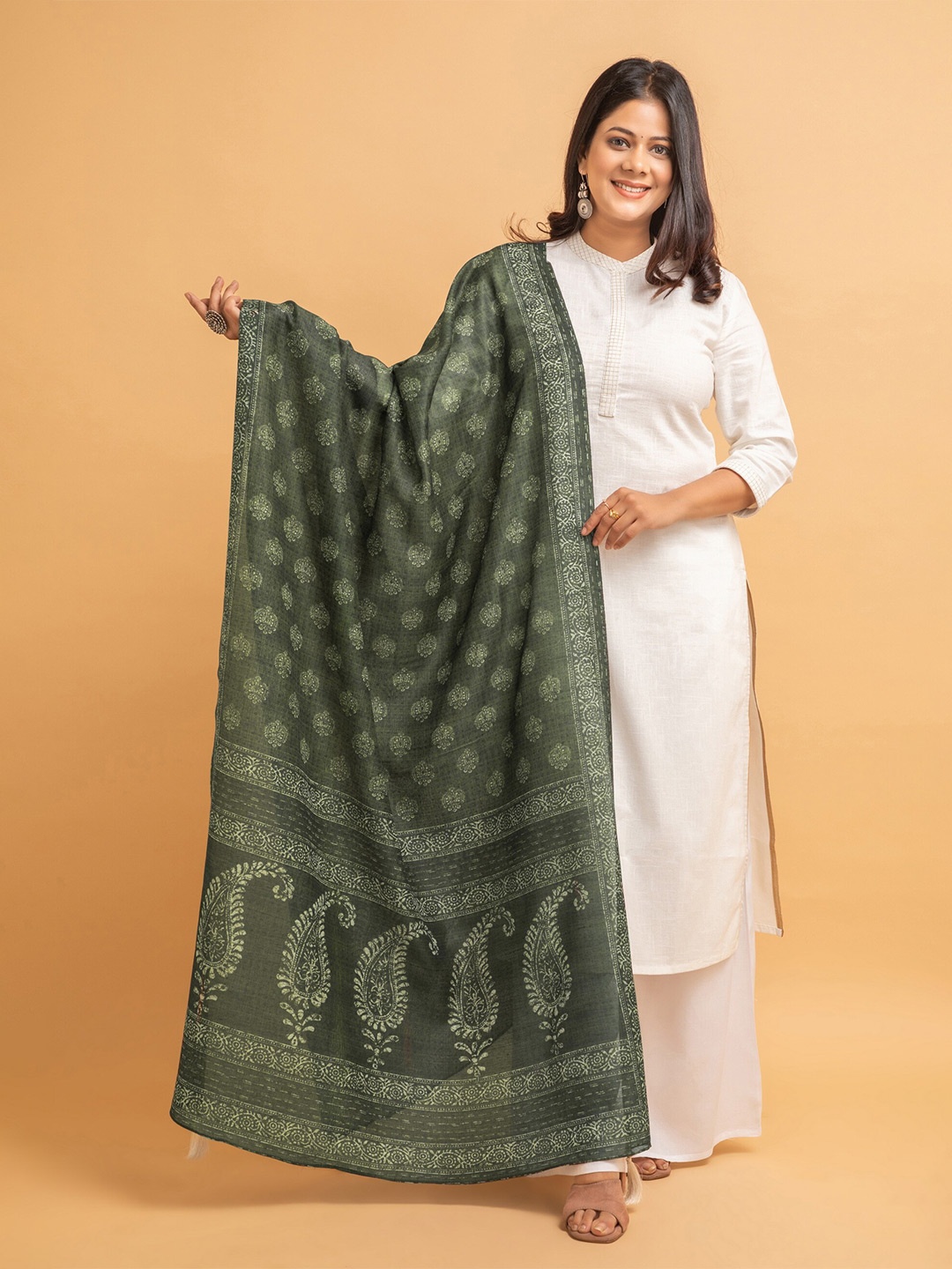

SUTI Ethnic Motifs Printed Dupatta, Green
