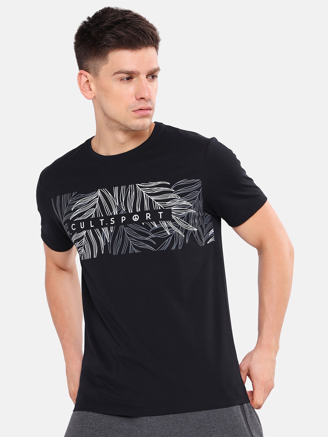 

Cultsport Graphic Printed Sports T-shirt, Black